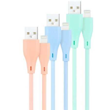 CABLE LIGHTNING A USB 2.0 NANOCABLE A/M 1M 3UD BLUE PINK GREEN LISO