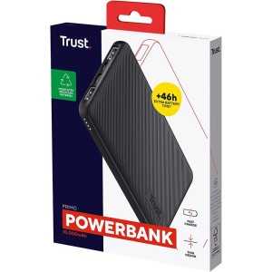 POWERBANK TRUST PRIMO SLIM 10000MAH 2A USB + USB-C + MICRO-USB ECO BLACK