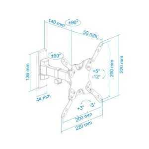 SOPORTE TV MONITOR TOOQ 13-42GIRATORIO/INCLINABLE 20KG MAX