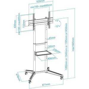 SOPORTE TV MONITOR TOOQ SUELO CON RUEDAS 37 - 70 50KG BLACK