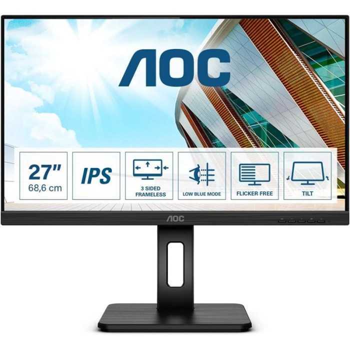 MONITOR AOC 27 IPS MULTIMEDIA REG ALTU PIVO HDMI DP VGA DVI 3YR GARANTIA