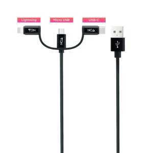 CABLE USB 3 EN 1 USB-A / USB-C MICROUSB LIGHTNING 1M NANOCABLE