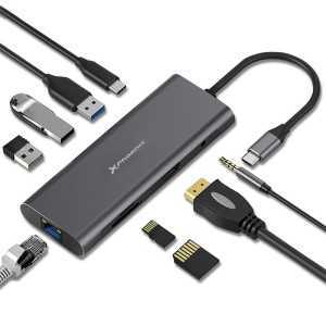 DOCK USB-C PHOENIX MULTIPUERTO 9 EN 1 HDMI 4K/RJ45/MICROSD/USB 3.0 BLACK