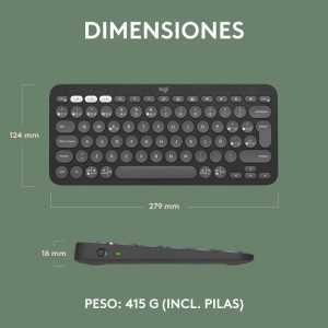 TECLADO LOGITECH PEBBLE KEYS 2 K380S WIRELESS BLACK