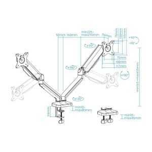 SOPORTE DE MESA TV/MONITOR TOOQ DB5132TNR-B 17-32 2 BRAZOS ASISTIDO BLACK