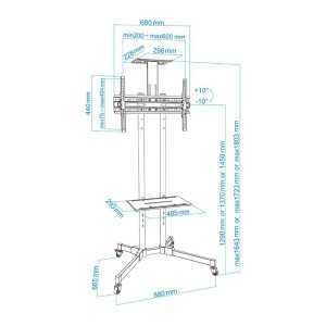 SOPORTE TV MONITOR TOOQ SUELO 37 - 70 50KG BLACK