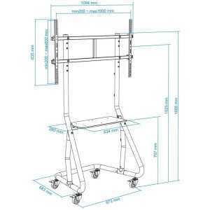 SOPORTE TV MONITOR TOOQ SUELO CON RUEDAS 60 - 105 150KG BLACK