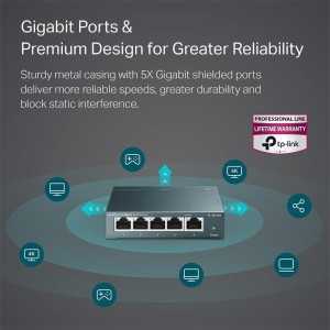 SWITCH TP-LINK TL-SG105S GIGABIT 5 PUERTOS METALICO