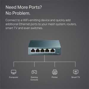 SWITCH TP-LINK TL-SG105S GIGABIT 5 PUERTOS METALICO